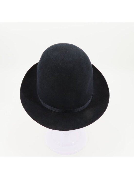 VTG Burberrys Womens Medium M Dark Navy Blue Bowler Derby Hat Made in England main image 6